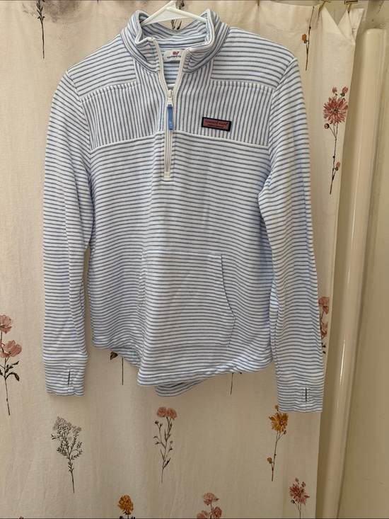 Vineyard Vines Tops - Vineyard Vines Pale Blue & White Striped Half-Zip Pullover